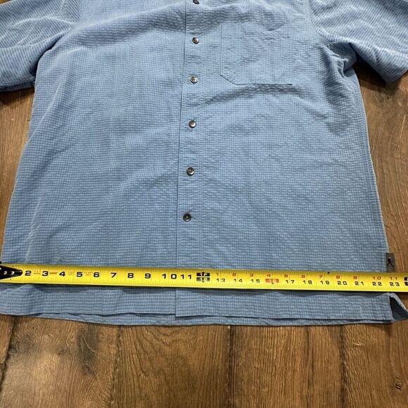 Royal Robbins Mens Button Shirt Size L Soft Blue Plaid Relaxed Fit Short Sleeve - Picture 4 of 7